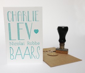 Geboortekaartje Charlie voorkant letterpress1