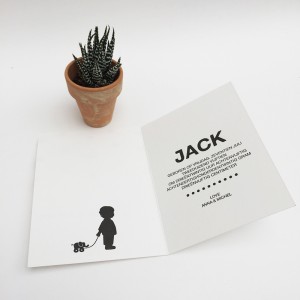 Letterpress-geboortekaartje-jack-zwartwit-stippen-jongetje