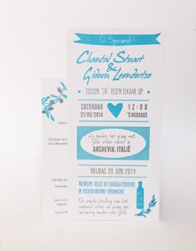 Letterpress huwelijkskaart Chantal Gideon