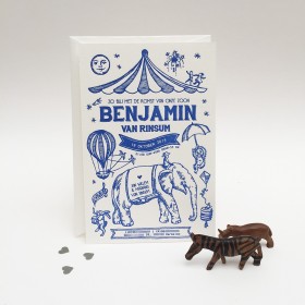 Geboortekaartje-letterpress-benjamin-voorkant-circus