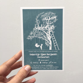 letterpress geboortekaartje Valentijn met boom in vorm van nederland/tree of life en 2 broertjes