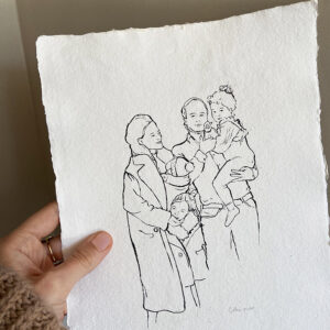 Gezinstekening-lijntekening-gezin-familietekening-geboortekaartje-huwelijkskaart-persoonlijk-geschept-khadi
